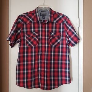 Men's Short Sleeve Plaid Button Up